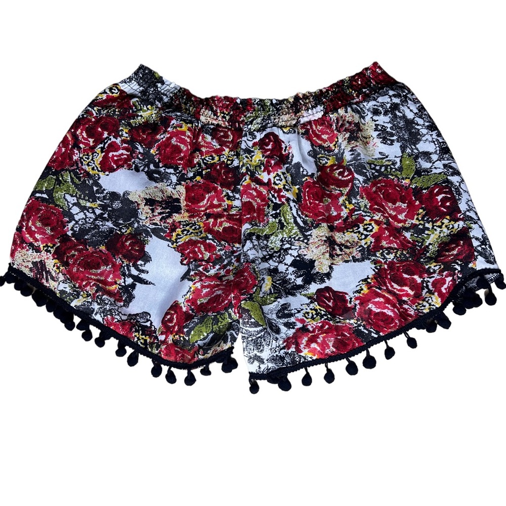Lira Pom Pom Fringed Boho Floral Short Festival Size M NWT - Picture 2 of 4